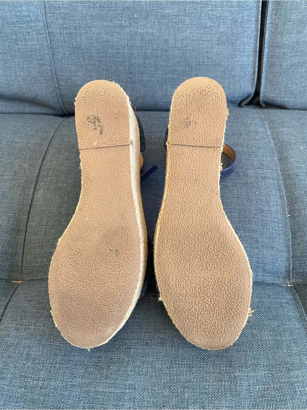 J by J.Crew Navy Suede scalloped flatform espadrilles